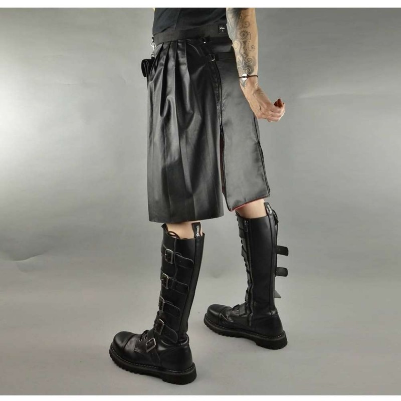 Black Gothic Biker Rock Star Steampunk Metal Scottish Kilt Skirt 